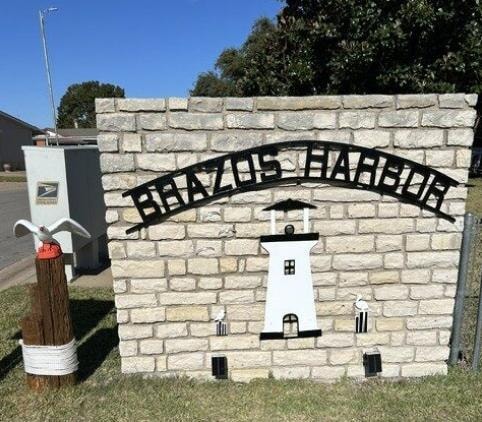 Brazos Harbor entrance sign